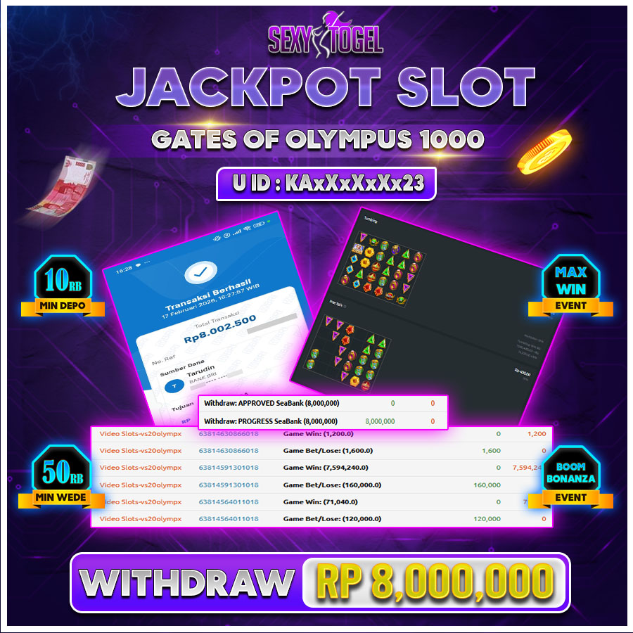 SEXYTOGEL JACKPOT SLOT GATES OF OLYMPUS 1000 Rp.8.000.000.,-LUNAS 